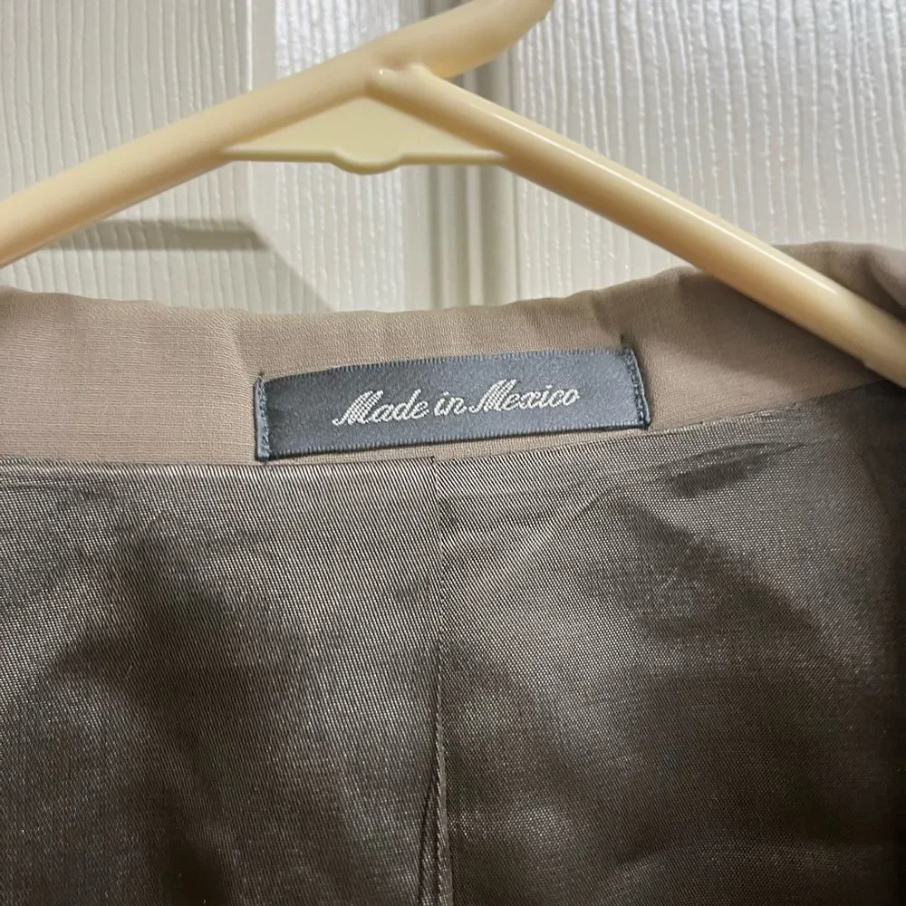 Oscar De La Renta Perfect Press 100% Wool Tan Blazer SZ 40R W34